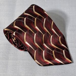 Vintage Arrow Men's Tie 100% Imported Silk Burgundy, Beige Made‎ In USA